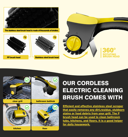 Elektryczna szczotka do grilla ShineMate 2600mAh, IPX7, 30W
