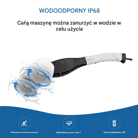 Elektryczna szczotka SHINE MATE – spray, wyświetlacz, IP68, 5w1 do czyszczenia fug łazienki kuchni mop