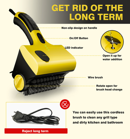 Elektryczna szczotka do grilla ShineMate 2600mAh, IPX7, 30W