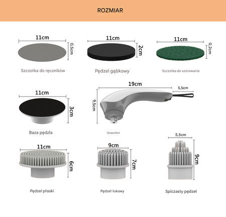 Elektryczna szczotka SHINE MATE – 6w1, IP67, lekka i bezprzewodowa do czyszczenia fug łazienki kuchni