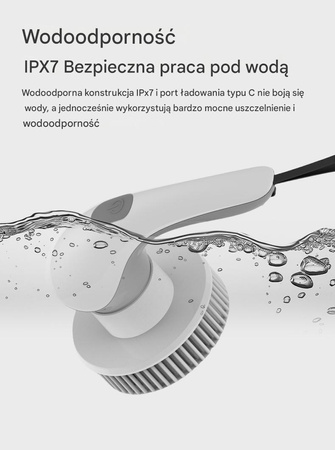 Elektryczna szczotka SHINE MATE – 6w1, IP67, lekka i bezprzewodowa do czyszczenia fug łazienki kuchni
