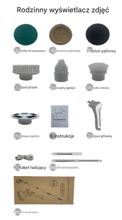 Elektryczna szczotka SHINE MATE – wyświetlacz, IP68, teleskop 125 cm do czyszczenia fug łazienki kuchni