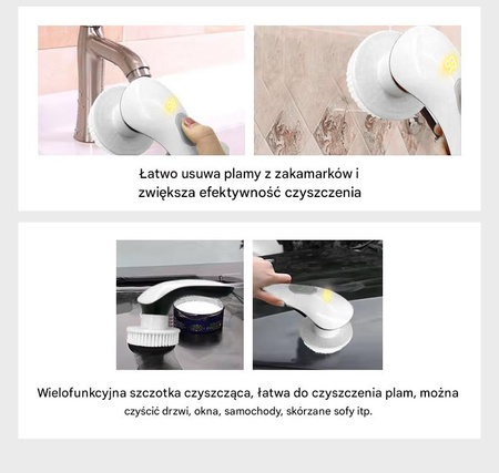 Elektryczna szczotka SHINE MATE – 6w1, IP67, lekka i bezprzewodowa do czyszczenia fug łazienki kuchni