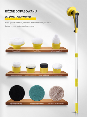 Elektryczna szczotka SHINE MATE – 10w1, wodoodporna IP68, 60W do czyszczenia fug łazienki kuchni