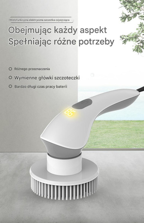 Elektryczna szczotka SHINE MATE – 6w1, IP67, lekka i bezprzewodowa do czyszczenia fug łazienki kuchni