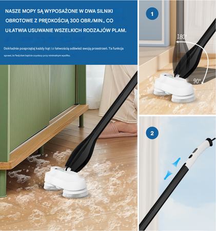Elektryczna szczotka SHINE MATE – spray, wyświetlacz, IP68, 5w1 do czyszczenia fug łazienki kuchni mop